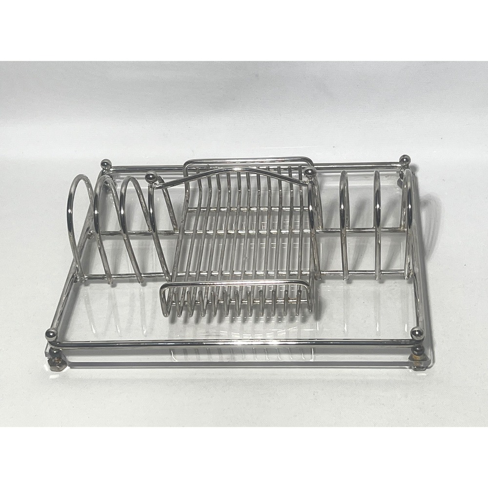 Vintage Davco Silverplate Flatware Caddy Acrylic Buffet Holder Hollywood Regency